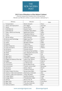 2015 List of Members of the Buhari Cabinet