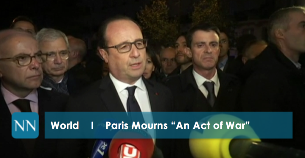President Francois Hollande - at the scene of the attacks in Central Paris